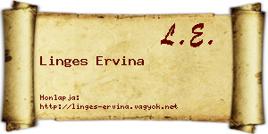 Linges Ervina névjegykártya
